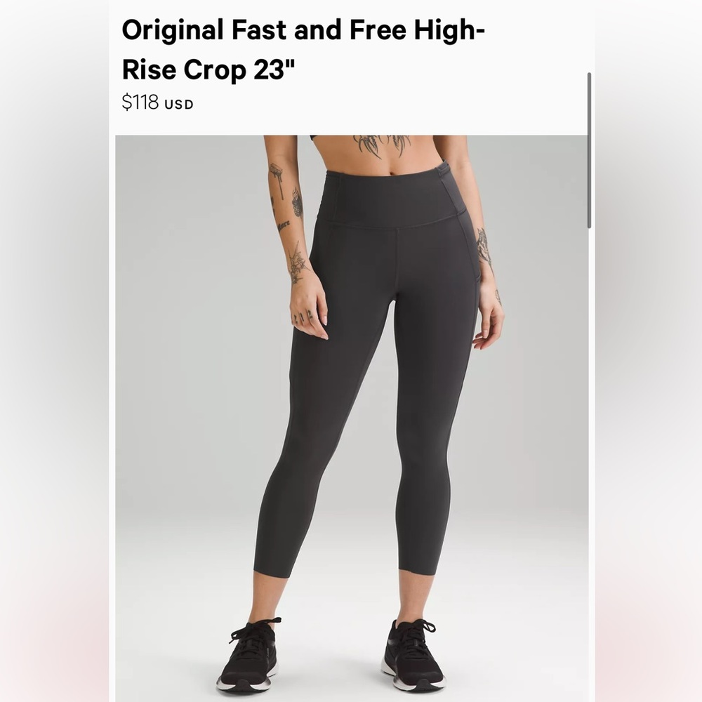 Lululemon original fast and free high rise leggings size 6 25” black